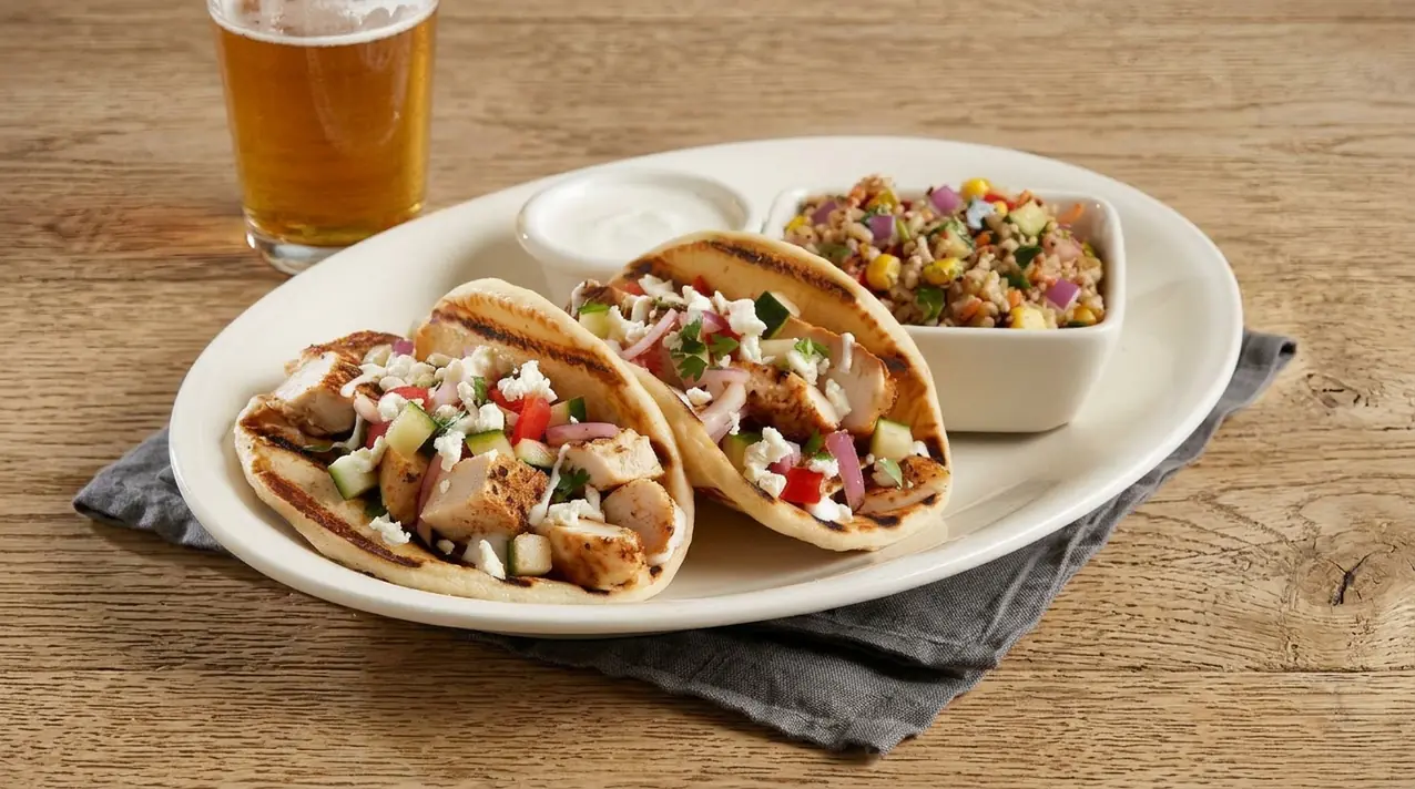 Enlightened Mediterranean Chicken Pita Tacos