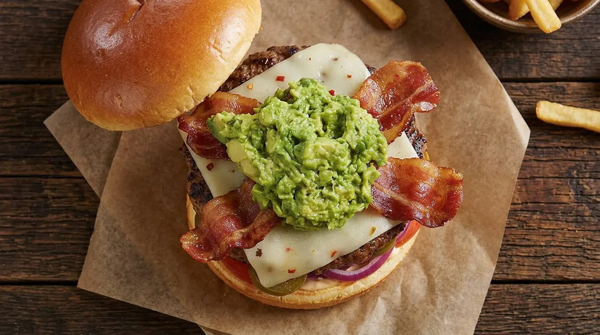 Gluten-Sensitive Bacon Guacamole Deluxe Burger